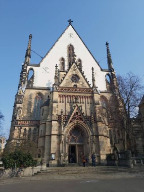 19 / 03 / 22 Leipzig, Almanya - Leipzig şehir merkezindeki binalar ve caddeler