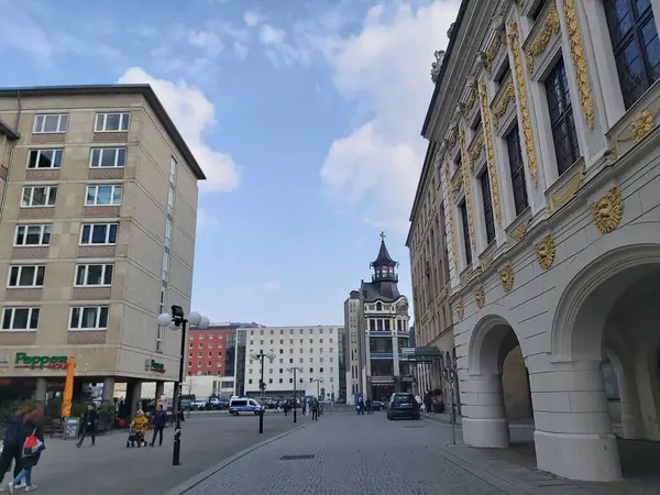 Lipsia Germania Edifici Strade Nel Centro Lipsia — Foto Stock