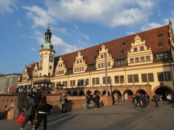 Leipzig Almanya Leipzig Şehir Merkezindeki Binalar Caddeler — Stok fotoğraf