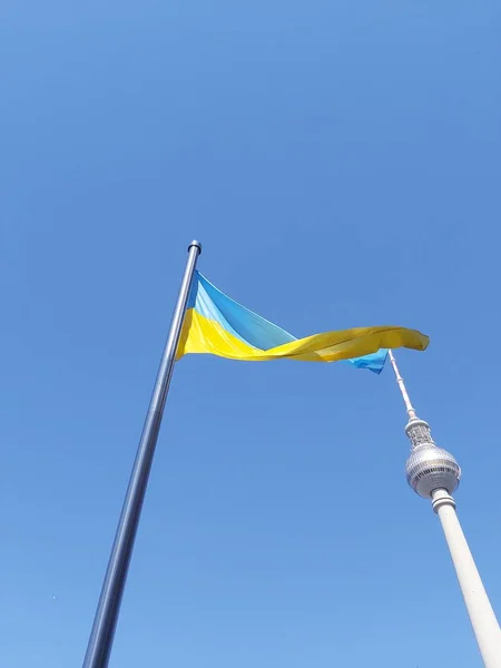2022 Берлин Германия Украинские Флаги Ждут Перед Берлинским Рейдом — стоковое фото