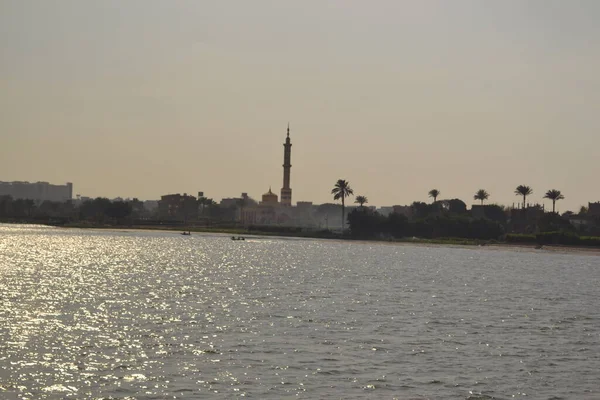 Vista Desde Una Distancia Hermoso Paisaje Urbano Amanecer Egipto — Foto de Stock