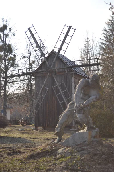 Historische Hölzerne Windmühle Freilichtmuseum Perejaslaw Ukraine — Stockfoto