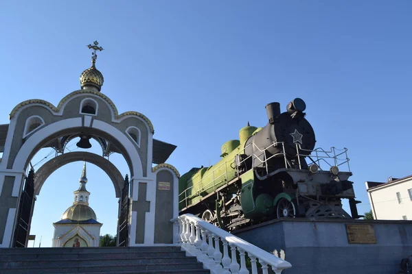 Velha Locomotiva Vapor Cidade Kovel Ucrânia — Fotografia de Stock
