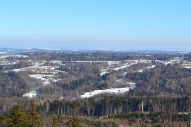 aerial view of mountain view in winter of Mihove village, Ukraine 