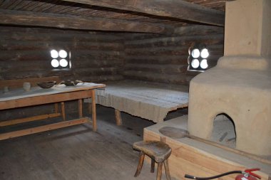 Pereyaslav-Khmelnitsky, Ukrayna: Halk mimarisi müzelerindeki eski Ukrayna kulübesinin geleneksel iç mimarisi, Pereyaslav-Khmelnitsky