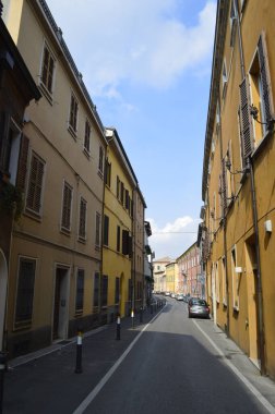 Pesaro, İtalya - 6 Ekim 2017: Pesaro, İtalya sokak manzarası.