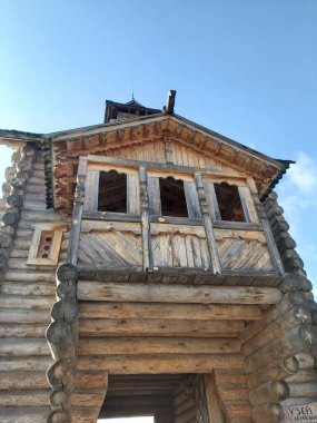 Eski Rus şehri Kyivan 'ın yeniden inşası. Ukrayna, Kyiv yakınlarında.