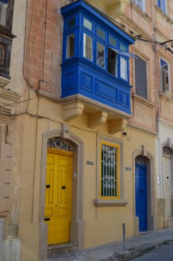 Traditional colourful Maltese doors in a resort town on the east coast of the Mediterranean island of Malta.