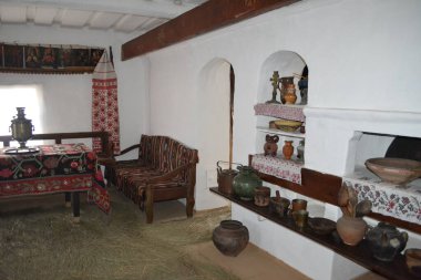 Pereyaslav-Khmelnitsky, Ukrayna: Halk mimarisi müzelerindeki eski Ukrayna kulübesinin geleneksel iç mimarisi, Pereyaslav-Khmelnitsky