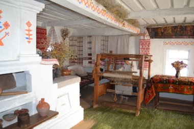 Pereyaslav-Khmelnitsky, Ukrayna: Halk mimarisi müzelerindeki eski Ukrayna kulübesinin geleneksel iç mimarisi, Pereyaslav-Khmelnitsky