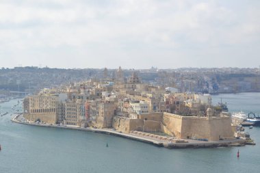 Typical and famous skyline and bastion of Valletta - the capital city of Malta, travel photography
