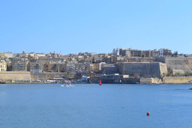 Typical and famous skyline and bastion of Valletta - the capital city of Malta, travel photography