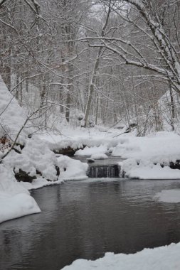 beautiful view of mountain river in winter, Kosino, Ukraine 