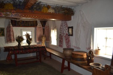 Pereyaslav-Khmelnitsky, Ukrayna: Halk mimarisi müzelerindeki eski Ukrayna kulübesinin geleneksel iç mimarisi, Pereyaslav-Khmelnitsky