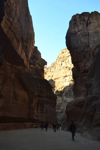 Die Wunderschöne Siq Schlucht Führt Zur Felsenstadt Petra Jordanien — Stockfoto