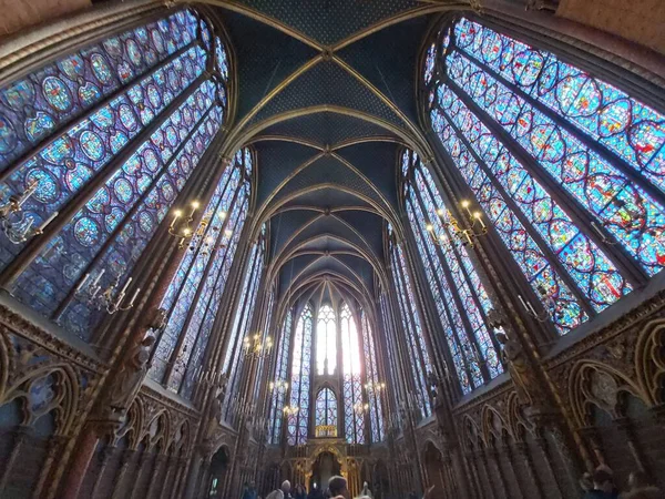 Interiör Sainte Chapelle Paris Frankrike — Stockfoto