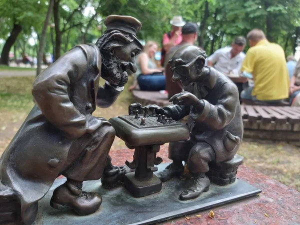 Satranç Oyuncuları Ukrayna Avrupa Kyiv Şehrinde Anıt — Stok fotoğraf