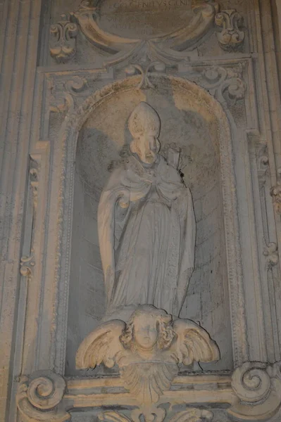 Lecce Puglia Itália Detalhes Fachada Igreja Santa Chiara Centro Histórico — Fotografia de Stock