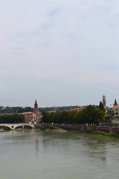 Vista Cidade Verona Itália Rio Adigio — Fotografia de Stock