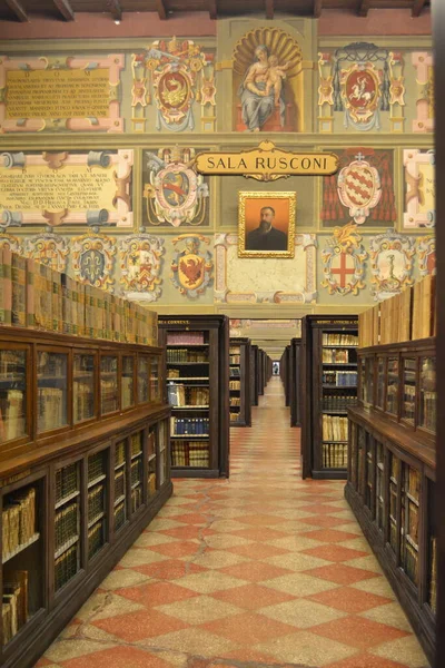 Antiga Biblioteca Antiga Universidade Madeira Itália Bolonha — Fotografia de Stock
