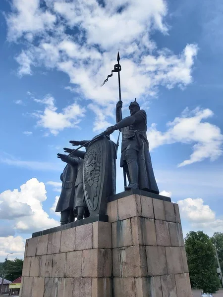 Chernihiv Ucrânia Monumento Aos Defensores Pátria Chernihiv Composição Escultural Com — Fotografia de Stock