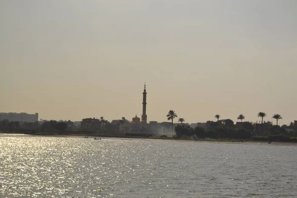 Vue Une Distance Beau Paysage Urbain Lever Soleil Egypte — Photo