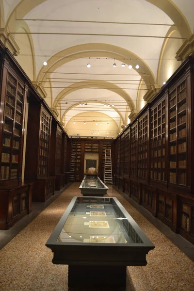 İtalya 'daki eski ahşap üniversite kütüphanesi, Bologna