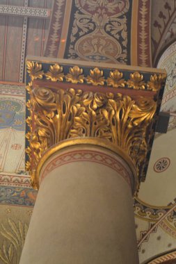 Budapeşte 'deki eski bir kilisenin detaylı görüntüsü. 