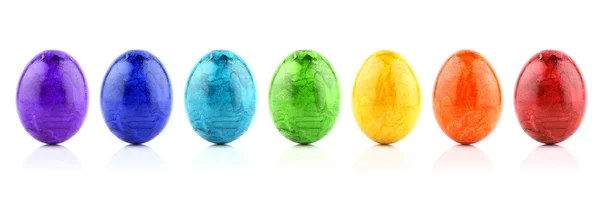 Húsvéti tojás szivárvány sor — Stock Fotó