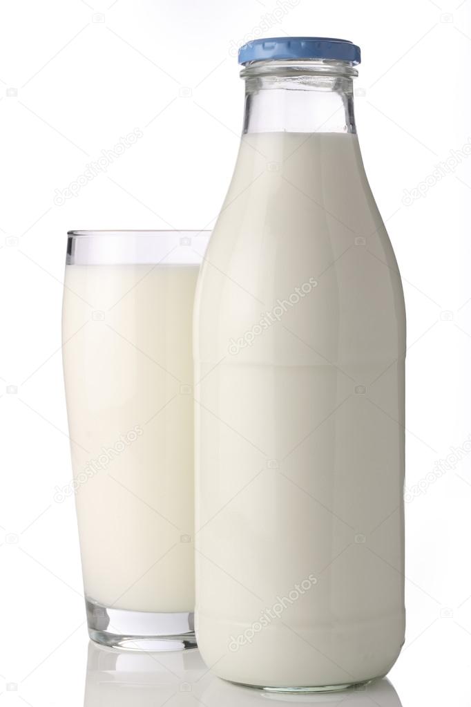 Milk bottle with glass