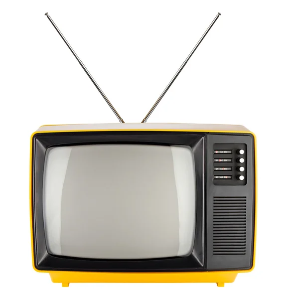 黄色のレトロなテレビ — ストック写真