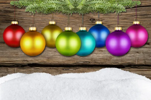 Christmas balls and fir rustic — Stock Photo, Image