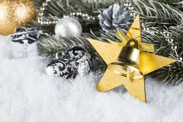 Xmas Tannenzweig Gold Silber — Stockfoto