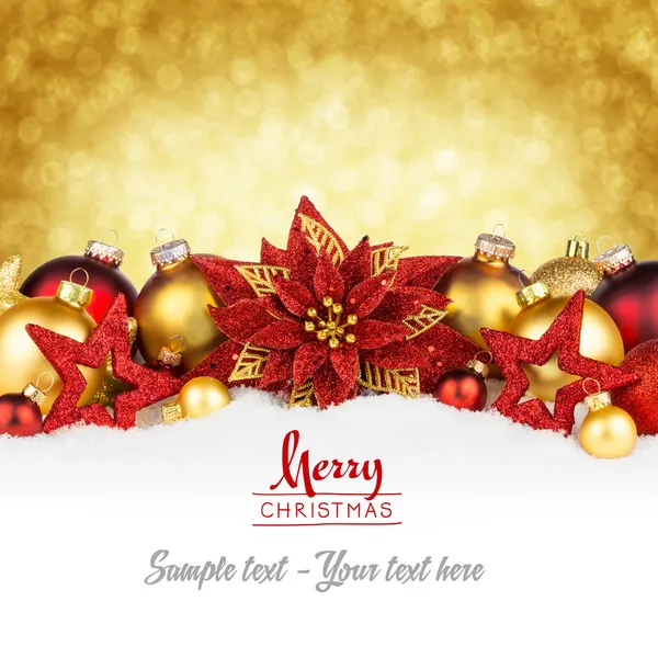 Goldene rote Weihnachtskarte — Stockfoto