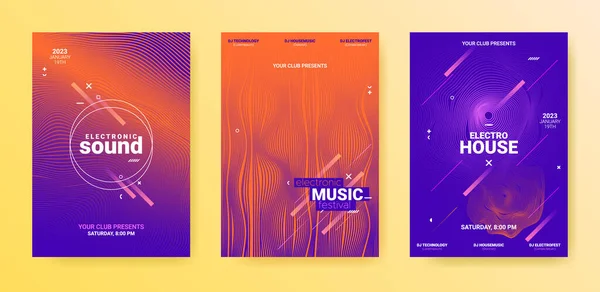 Techno Sound Flyer Elektro Müzik Posteri Dans Partisi Kapağı Soyut — Stok Vektör