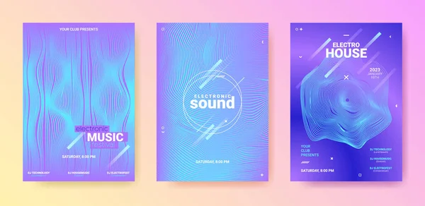 Tanzmusik Flyer Geometrische Illustration Techno Sound Poster Tanzmusik Flyer Set — Stockvektor