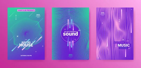 Эдм Абстрактный Flyer Electro Sound Плакат Techno Party Векторный Фон — стоковый вектор