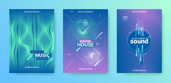 Edm Κόμμα Flyer Σετ Techno Music Dance Cover Electro Sound — Διανυσματικό Αρχείο