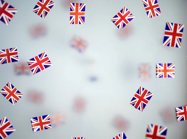 Great Britain National Holiday Country Mini Flags Transparent Foggy Background — Stock Photo, Image