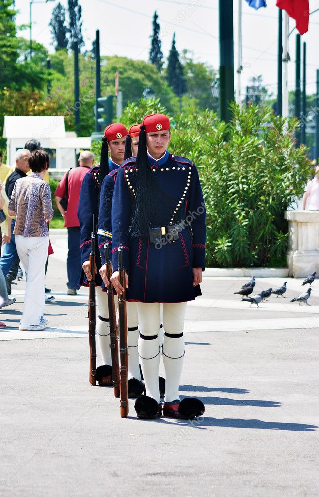 greek guards in athens - 图库照片