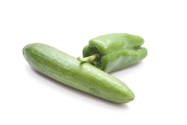 Fresh Green Capsicum and Green Cucumber — Stock Photo, Image