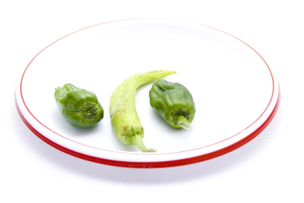 Fresh Capsicum and Chili on Plate — Stock Photo, Image