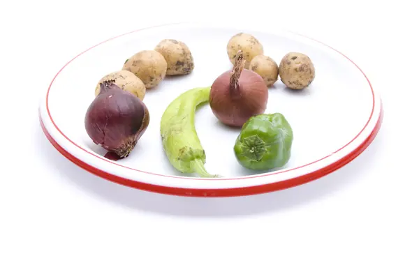 patates soğan ve kırmızı biber ile