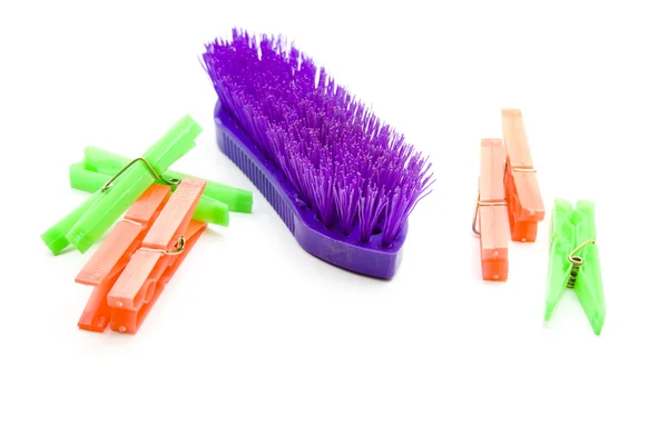 Handbrush with Clothespins — Stock Photo, Image