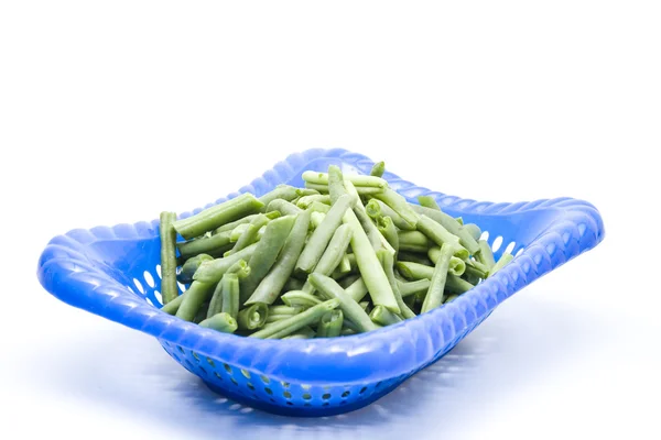 Čerstvé syrové fazole v košíku — Stock fotografie