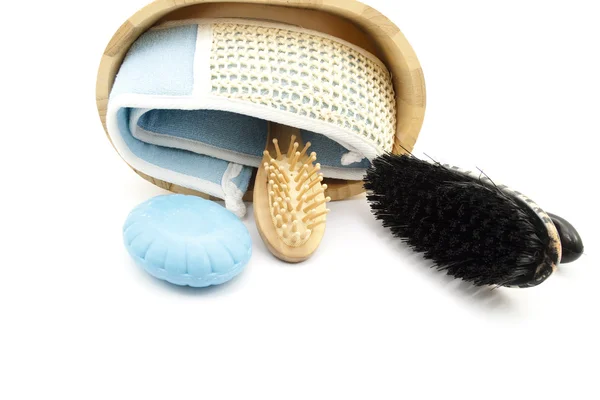 Brosse de massage avec éponge et savon — Photo