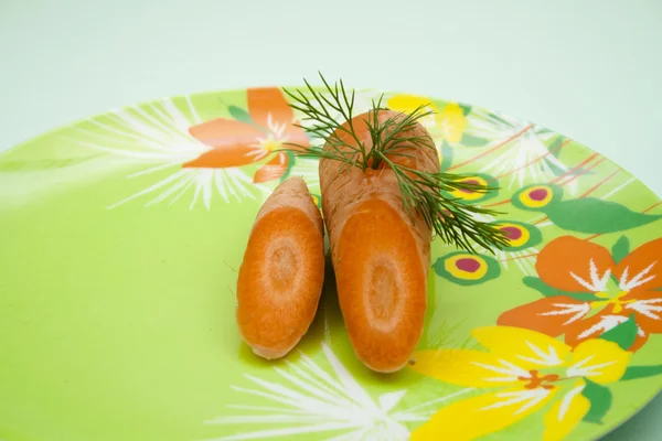 Fresh Carrots on Plastic Plate — Stock Photo, Image