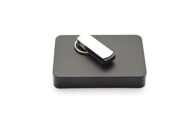 External Hard Drive Disk with USB Stick — Stock Photo, Image