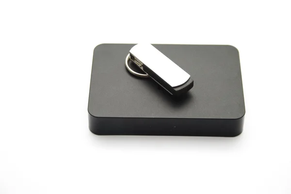 External Hard Drive Disk with USB Stick — Stock Photo, Image