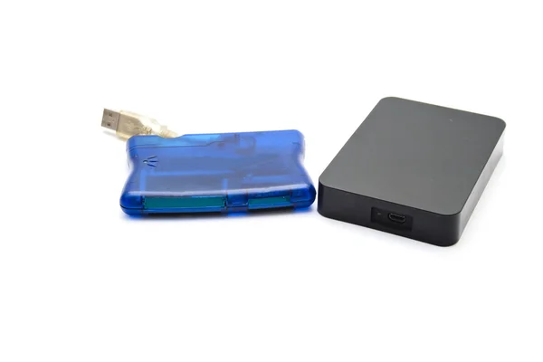 External Hard Drive Disk with Card Reader — Stock Photo, Image